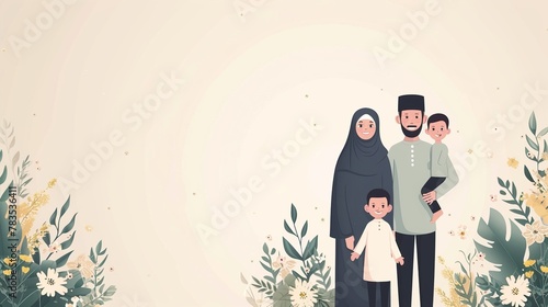 Wallpaper Mural Ramadan Kareem greeting. Moslem Family cartoon illustration, Muslim Family Design Torontodigital.ca