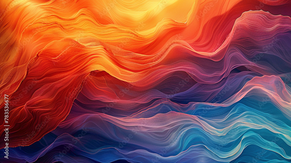 Energetic waves of color flowing gracefully, merging to form a mesmerizing gradient pattern that adds depth and dimension to the composition.