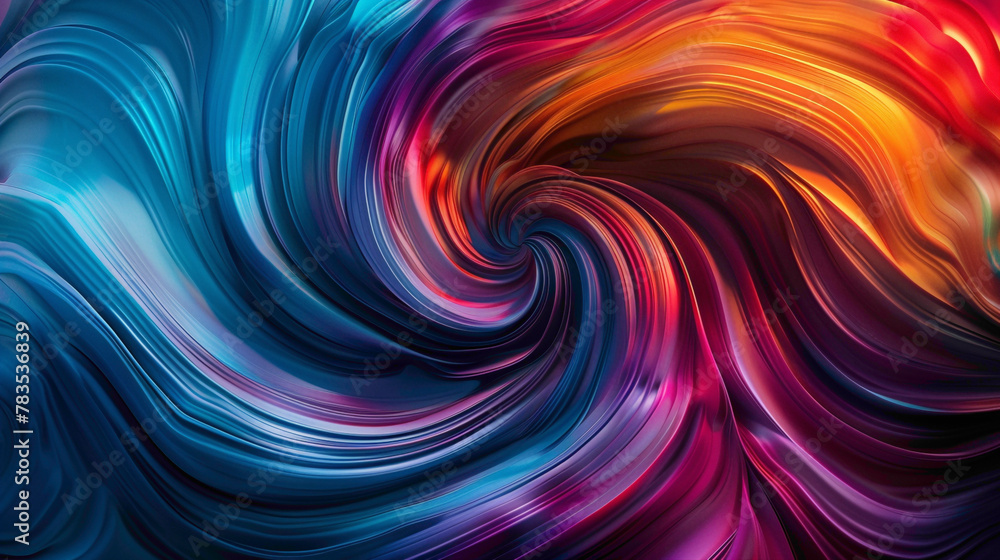 Energetic swirls of vibrant hues intertwine, creating a visually striking gradient motion.