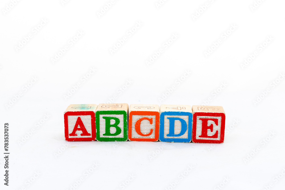 Alphabet ABCDE blocks isolated on white background. Alphabet ABCDE blocks isolated on white background.
