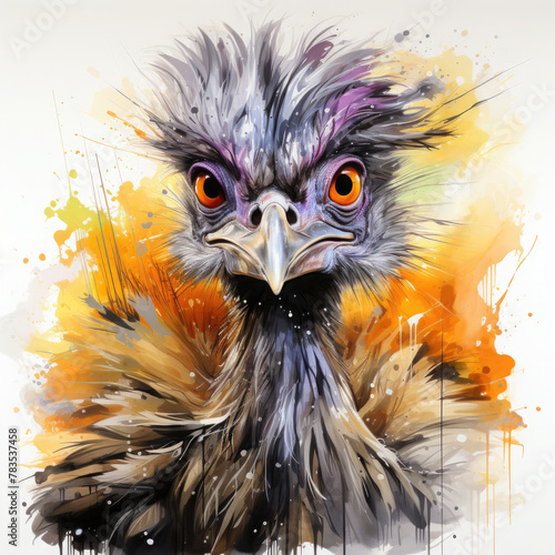 Watercolor Emu, clipart Illustration, Generative Ai