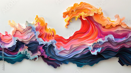 Fluid movements of bold strokes merge elegantly, resulting in a visually striking gradient wave. photo