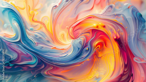 Fluid swirls of bold strokes intertwine elegantly, creating an eye-catching gradient flow.