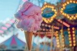 Cotton Candy Close-Up with Bokeh Carousel Lights