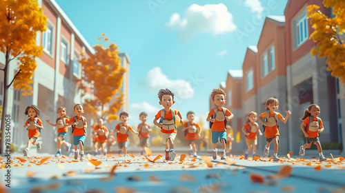 kids running to school  generative Ai