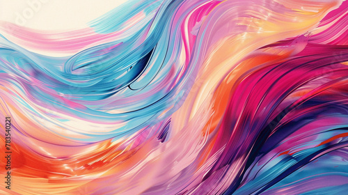 Fluid swirls of bold strokes merging effortlessly, creating an eye-catching gradient wave agnst a minimalist backdrop, adding depth to the composition.
