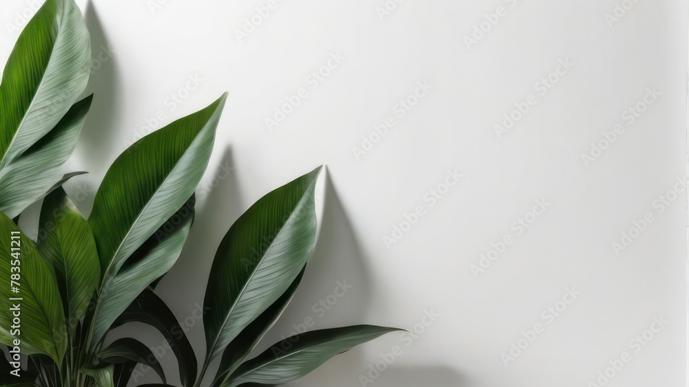 Minimalist Greenery Blurred Leaf Silhouettes on White Background