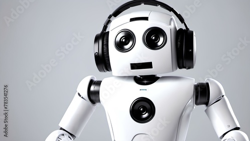 illustration of a robot wearing headphones. Image are created using generative AI tools.