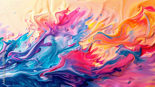 Fluid swirls of bold strokes merge effortlessly  creating an eye-catching gradient wave.