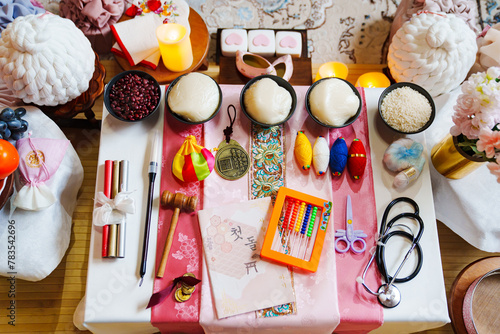 Decorations for the Korean First Birthday Party.  photo