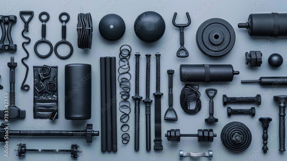 Essential home gym gear arranged for a comprehensive abdominal routine, highlighting functionality Essential home gym gear arranged for a comprehensive abdominal routine, highlighting functionality