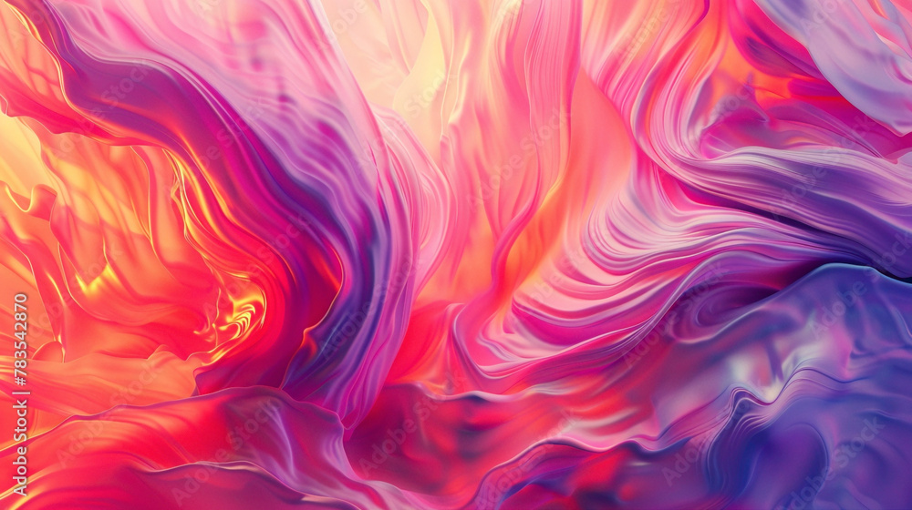 Fluid swirls of bold strokes intertwine gracefully, creating an eye-catching gradient motion.