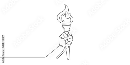 Olympic fire. Sports Cup. Line drawing.Vector illustration .