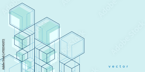 Geometric lines and squares.Technical drawing background .Technology Banner. Vector illustration .