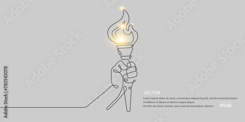 Olympic fire. Sports Cup. Line drawing.Vector illustration .