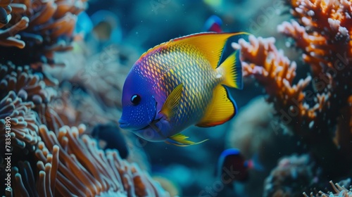Beneath the surface of the crystal blue ocean a charming tropical fish abode can be found. The vibrant colors of the fish and the . . © Justlight