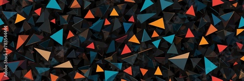 colorful and black abstract background with random geometric triangle pattern from Generative AI photo
