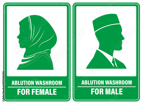 set of moslem restroom sign or ablution sign isolated. 3D Illustration