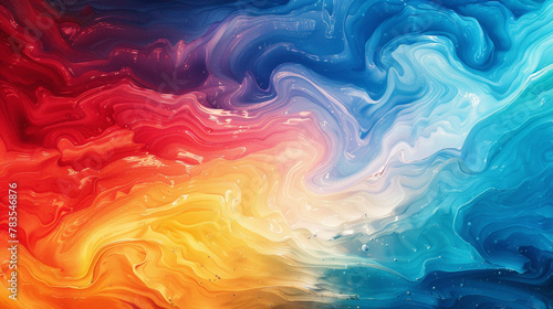 Energetic swirls of vibrant hues intertwine, creating a visually striking gradient wave with fluid motion. photo