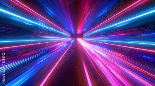 Illustration of high speed concept with 3D straight neon light effect.