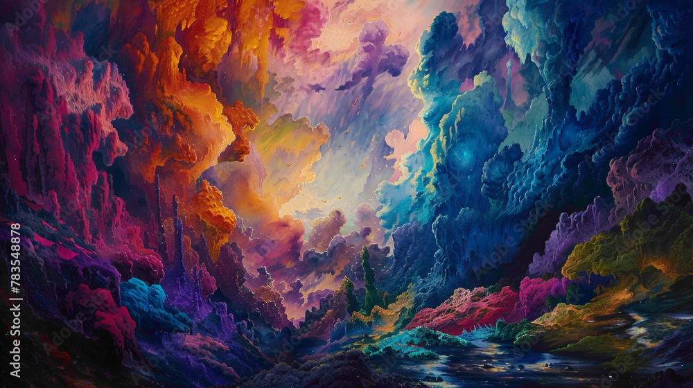 The backdrop is alive with a symphony of colors, each one contributing to the overall composition.