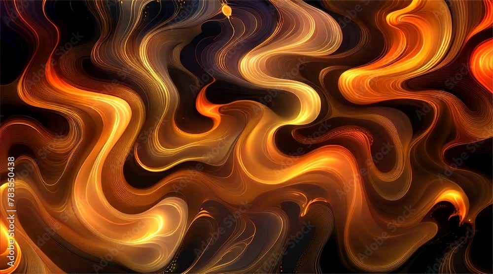 Abstract swirling patterns in shades of orange and brown. Digital art ...