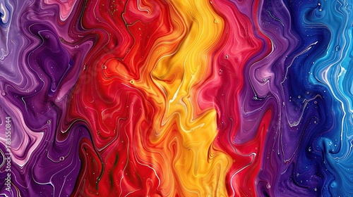 A colorful painting of a fire with red, yellow, and blue colors