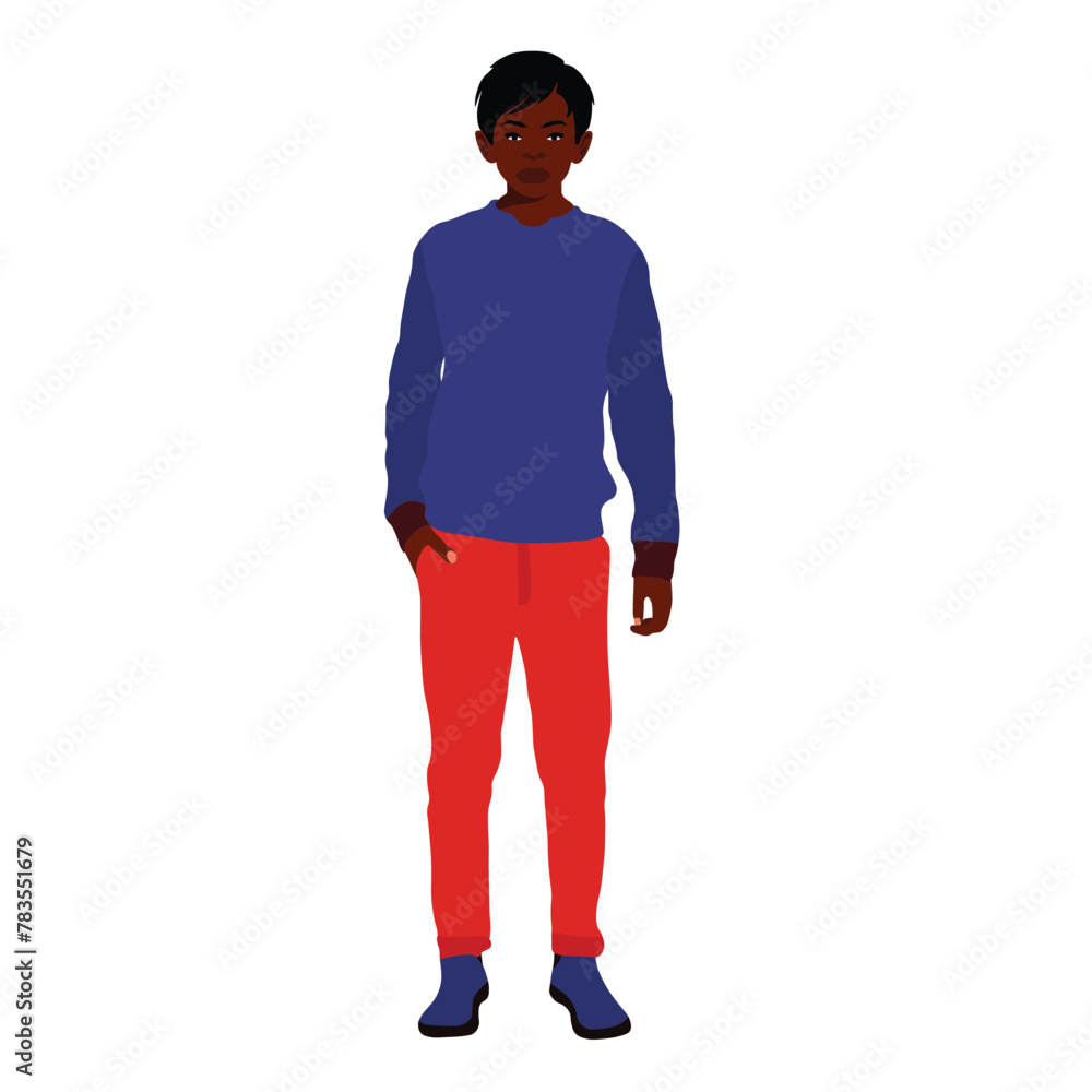 Young stylish black boy in elegant style vector Young stylish black boy in elegant style vector