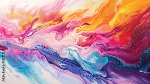 The canvas is awash with a gradient wave of vibrant color, capturing the essence of fluidity and dynamism. photo