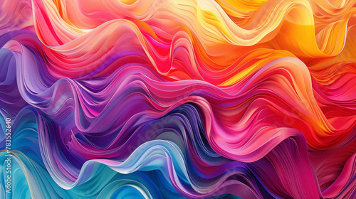 Energetic waves of color dance gracefully  intertwining to form a mesmerizing gradient pattern.