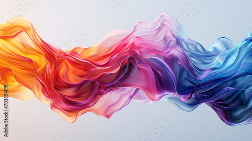 Vibrant colors blend in fluid motion, forming a dynamic gradient wave agnst a clean backdrop, creating a visually stunning effect. photo