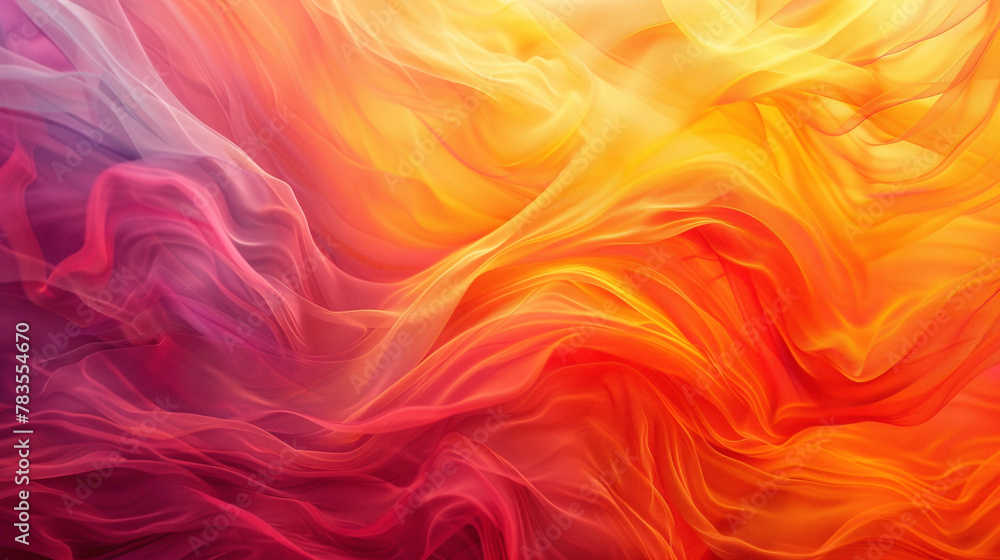 Energetic waves of color dance gracefully, intertwining to produce a mesmerizing gradient pattern.