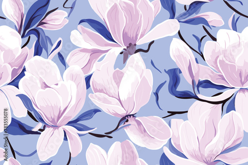 Contemporary Floral Design  Liberty Pattern with Botanical Background Ideal for Fashion  Tapestries  Prints  and Decoration