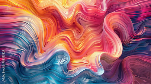 Energetic waves of color dance gracefully  intertwining to produce a mesmerizing gradient pattern.