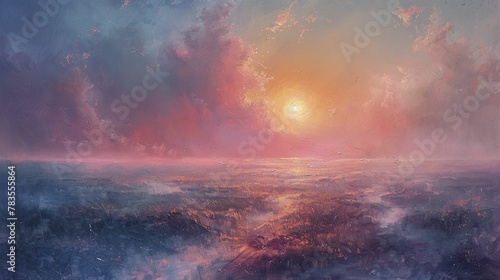 In the quiet embrace of dawn s pastel hues  gentle awakenings unfold in the soft  ethereal light.