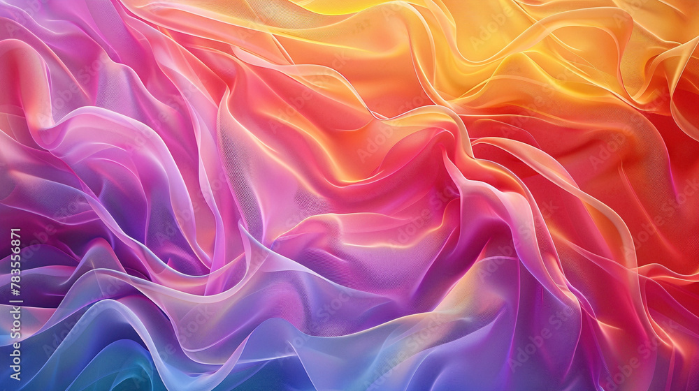 Energetic waves of color dance gracefully, intertwining to produce a mesmerizing gradient pattern agnst a sleek background.