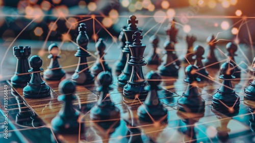 A visual metaphor of chess pieces on a board, representing strategic cybersecurity moves