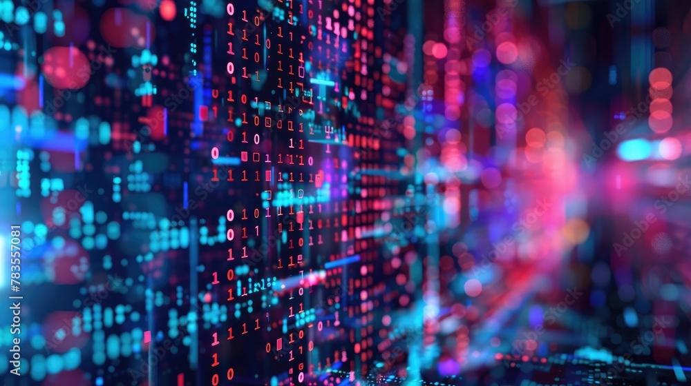 Futuristic Binary Code and AI Algorithms Abstract Background Futuristic Binary Code and AI Algorithms Abstract Background