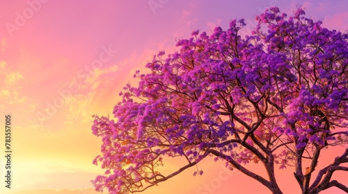 Lavender Tree Silhouette at Sunset