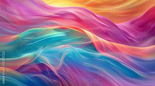 Energetic waves of color dancing gracefully, intertwining to produce a mesmerizing gradient pattern agnst a sleek and modern background.