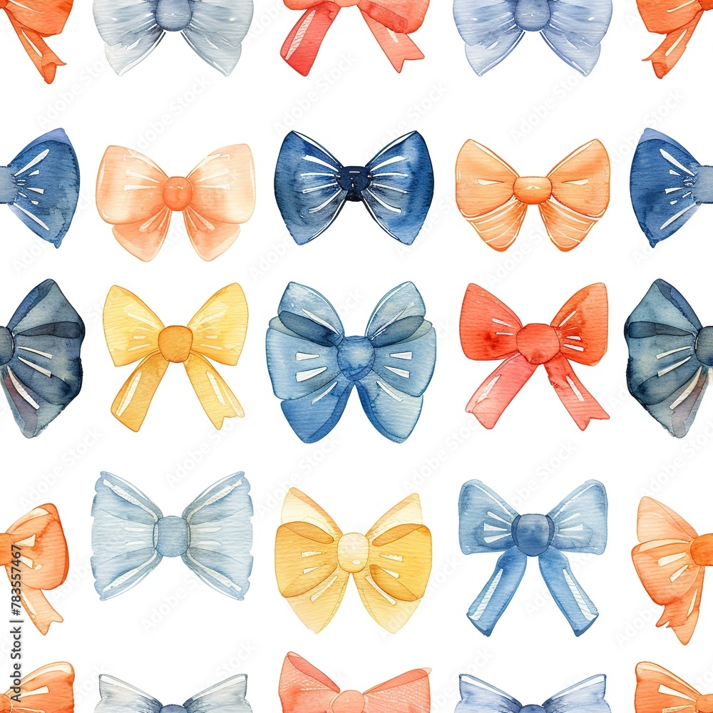 Whimsical watercolor bow ties, seamless pattern, light and airy. Seamless Pattern, Fabric Pattern,  Tumbler Wrap, Mug Wrap.