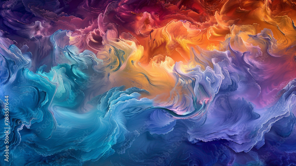Energetic waves of color flow effortlessly, merging to form a mesmerizing gradient pattern.