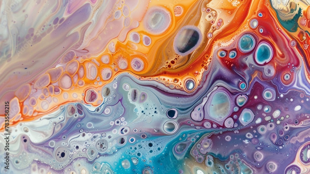 Enchanting pastel marbling, where acrylic and oil paints embrace