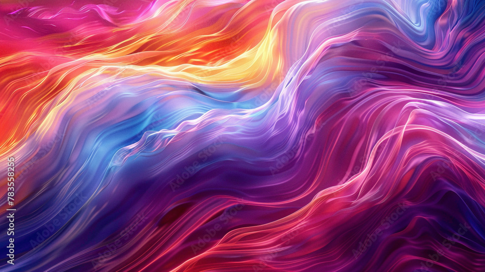 Energetic waves of color flow effortlessly, blending to form a mesmerizing gradient pattern that adds depth to the composition.