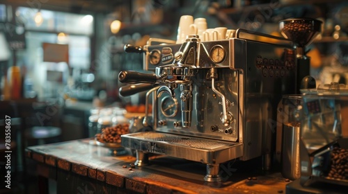 Vintage Espresso Machine Capturing the Essence of Coffee Craftsmanship and Tradition