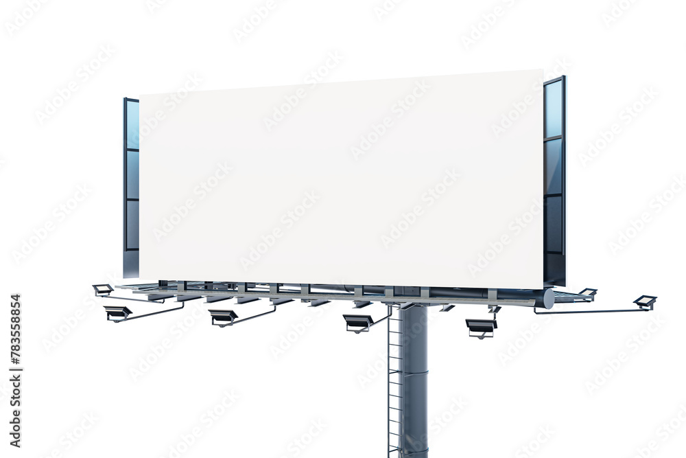 Obraz premium A blank billboard mockup with a large empty banner, isolated on a white background, concept of advertising space