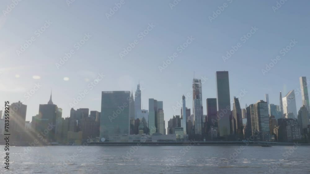 Handheld shot of The Manhattan skyline Handheld shot of The Manhattan skyline