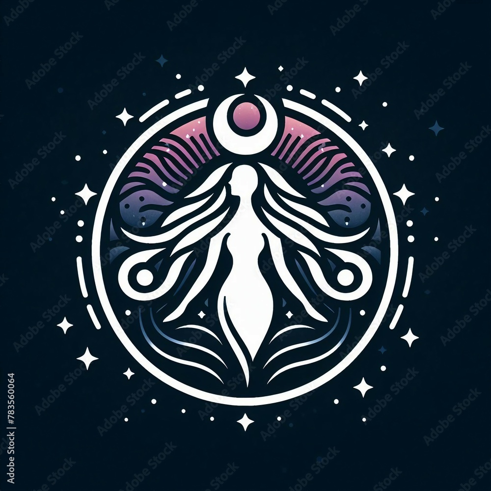 Fototapeta premium Sacred Feminine Logo: Vector Illustration