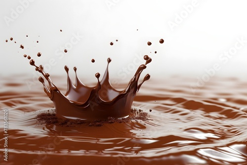 Liquid chocolate crown splash. In a liquid chocolate pool. 