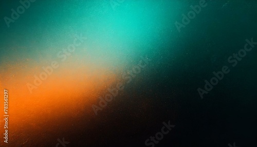 Sleek Fusion: Teal, Orange, and Black Gradient Backdrop with Grainy Texture Effect